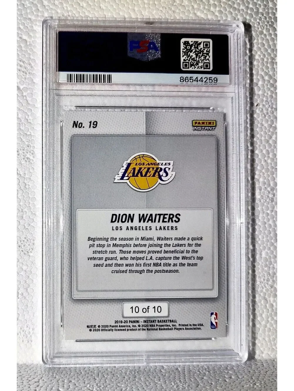 Dion Waiters 2020 Panini Lakers NBA Champions #19 Green Card 10/10  PSA 9 Mint